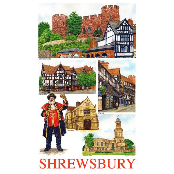 Kevin Robinson Collection Shrewsbury Tea Towel