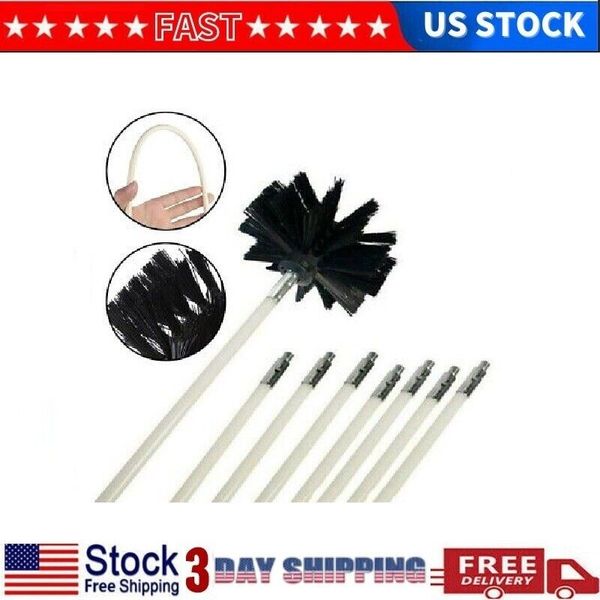 UK Chimney Cleaner SET Sweep Inner Wall Cleaning Brush Tool Flexible Rods Kit UK