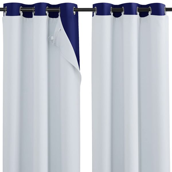 NICETOWN Blackout Curtain Liners for Sheer Curtains, Cold Heat Light Noise Blocking Liners with Rings: Easy to Open & Closed, Thermal Liners for 42" Wide x 84" Long Curtains, 2 PCs, 34" x 80"