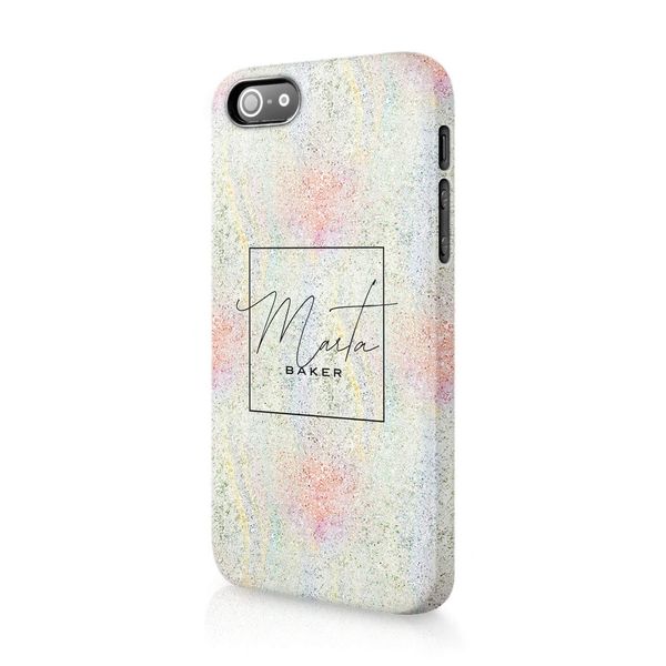 Tirita Personalised Initials Custom Hard Phone Case Cover Compatible with iPhone 12 Pro Max Psychedelic Iridescent Rainbow Speckle