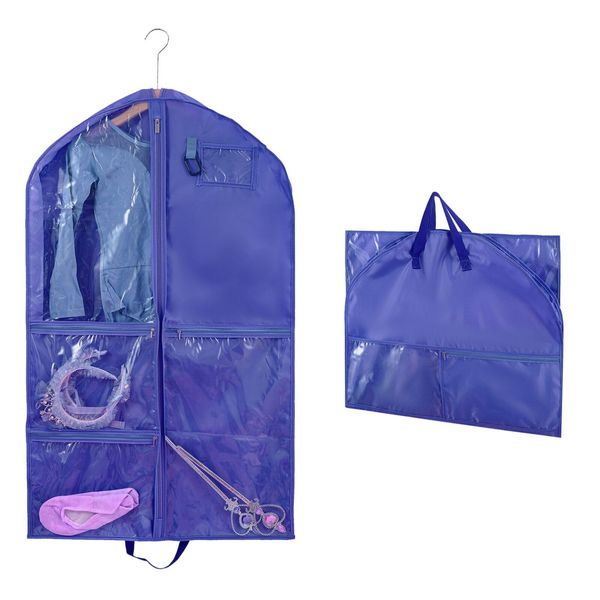 Waterproof Clothes Covers,40 inch Hanging Garment Bags with 3 Zipper Pockets,Foldable Dance Costumes Clothes Bag for Kids & Women,Suits Dress Hanging Cover with ID Slot,Travel Storage Bag