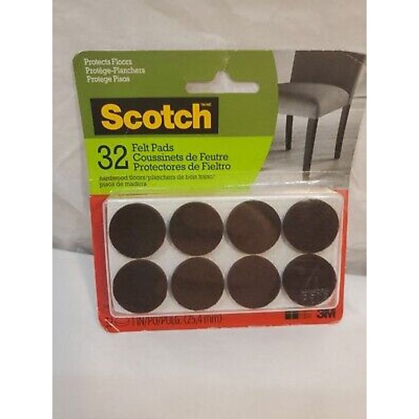 3M SP Scotch Felt Pads: 1 in. diameter circle / 32-pack (Brown)