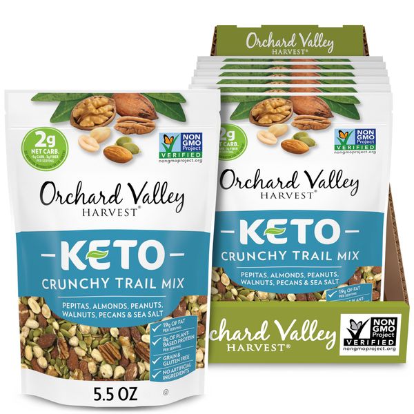 Orchard Valley Harvest Keto Crunchy Trail Mix, 5.5 Ounces (Pack of 6), Pepitas, Almonds, Peanuts, Walnuts, and Pecans, Low Carbs, Non-GMO, No Artificial Ingredients