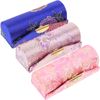 Healifty 3PCS Lipstick Case Classic Woven Satin Lipstick Holder Cosmetic Storage Organizer with Mirror for Women Girls