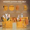 Leather Tool Belt with 11 Pockets – Buckle Closure for Carpenter & Handyman