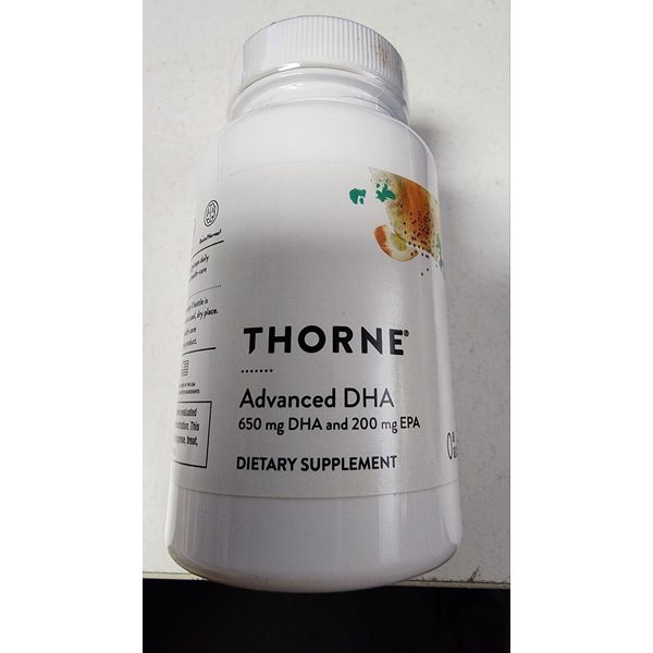 Thorne Research, Advanced DHA, 650 mg DHA and 200 mg of EPA, 60 gelcap EXP 10/24