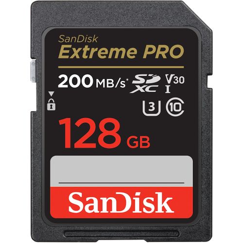 SanDisk Extreme PRO SDXC UHS-I 128 GB Memory Card (V30, 200 MB/s Transfer Speed, U3, 4K UHD Video, SanDisk QuickFlow Technology, Temperature-Resistant)