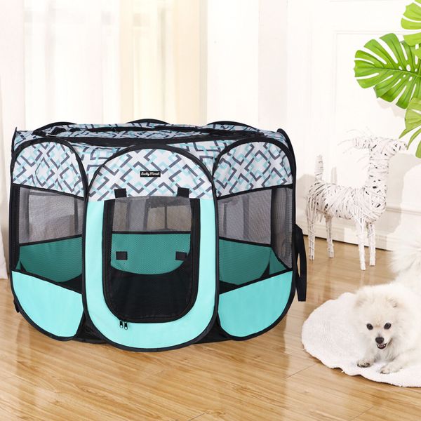 35.8" Portable Playpen Dog Crate Fence Kennel Pet Play Pen Exercise Cage Folding