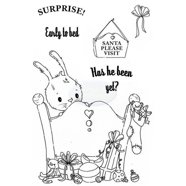 Crafty Impressions A6 Lynn Allingham Has He Been Yet Rabbit Stamp