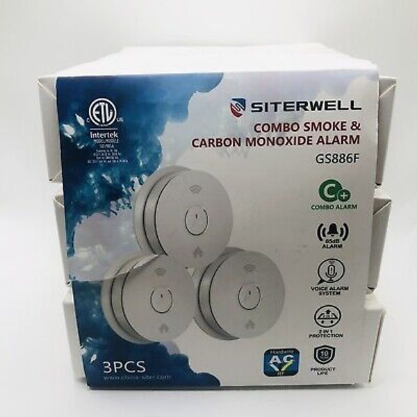 SITERWELL Hardwired 2 in 1 Smoke Carbon Monoxide Detector with Batteries Back Up