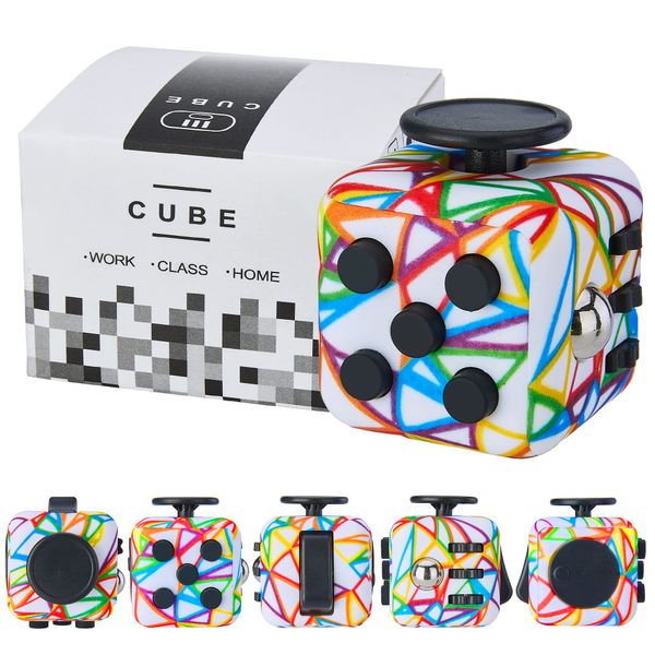 Lubibi Fidget Toy Cube Dice Fidget Toys Unique Design With Six Different Function Anti-stress Stress Relieve Toys ADHD OCD Autism Killing Time Classroom Workplace Toy Gift For Adult And Children