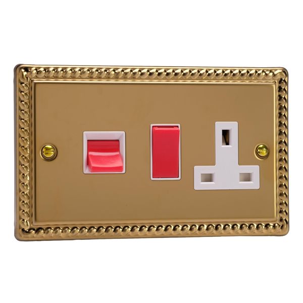 Varilight - 45A Cooker Panel (with 13A Switched Socket) Georgian Brass - XG45PW