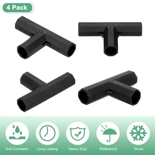 M METERXITY 12 Pcs 11mm Greenhouse Frame Building Connectors, 3 Way Flat Pipe Fitting for Grape Trellis/Sunscreen Shed/Gardening Plant Stakes, Greenhouse Accessories [Black]