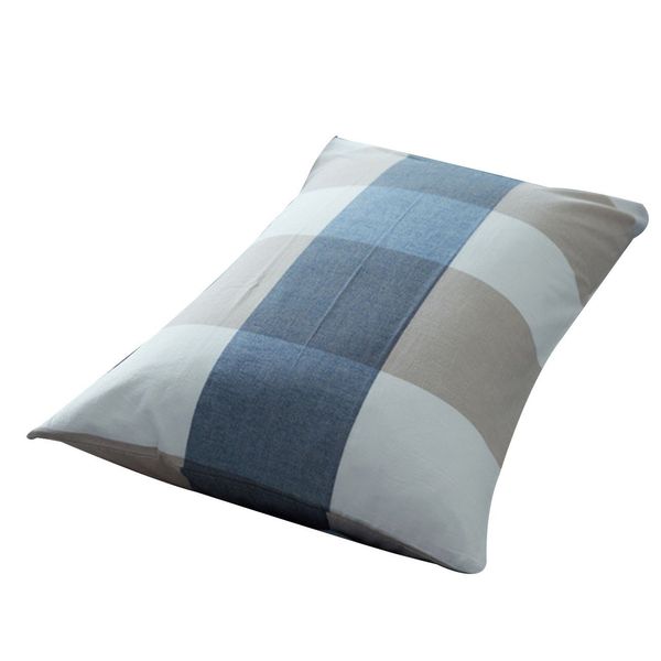 Pillowcase 75x50cm (70x50cm also available) Solid Plaid Pillow Case 8 Colors (Blue-White)