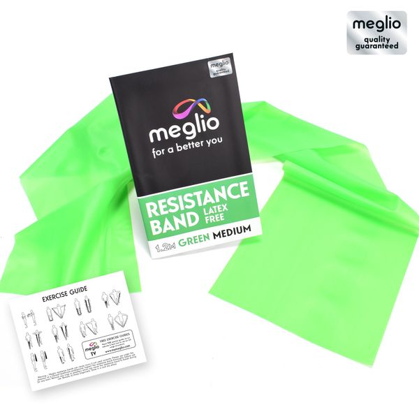 Meglio Resistance Bands Latex Free - Exercise Bands for Physiotherapy, Strength Training & Fitness Workouts, Yoga, Pilates, Stretching. Range of Resistance Strengths