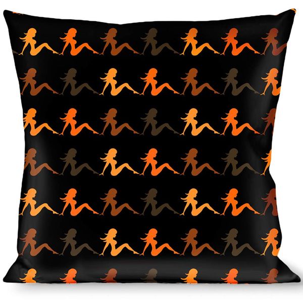 Pillow Decorative Throw Mud Flap Girl Repeat Black Orange Fade