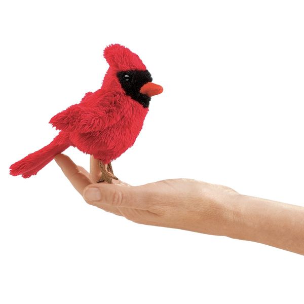 Folkmanis Mini Cardinal Finger Puppet, Red, 1 EA