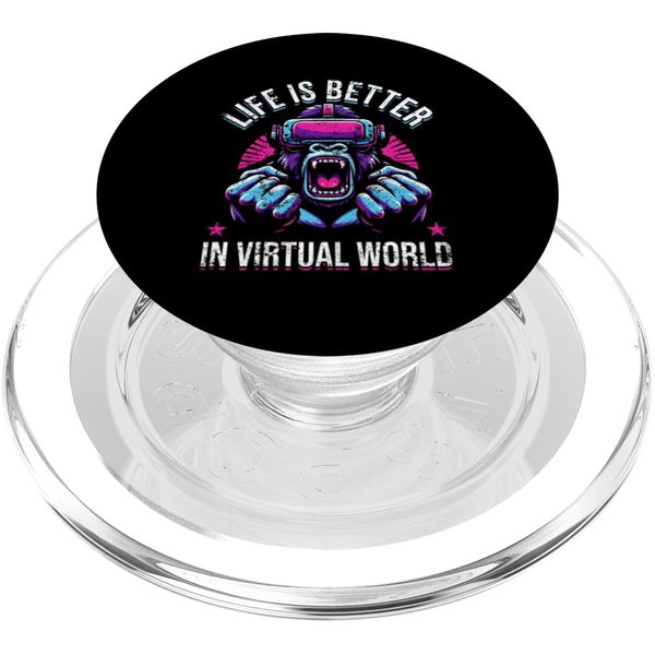 Gorilla VR Gamer Virtual Reality Headset Monkeys Retro PopSockets PopGrip for MagSafe