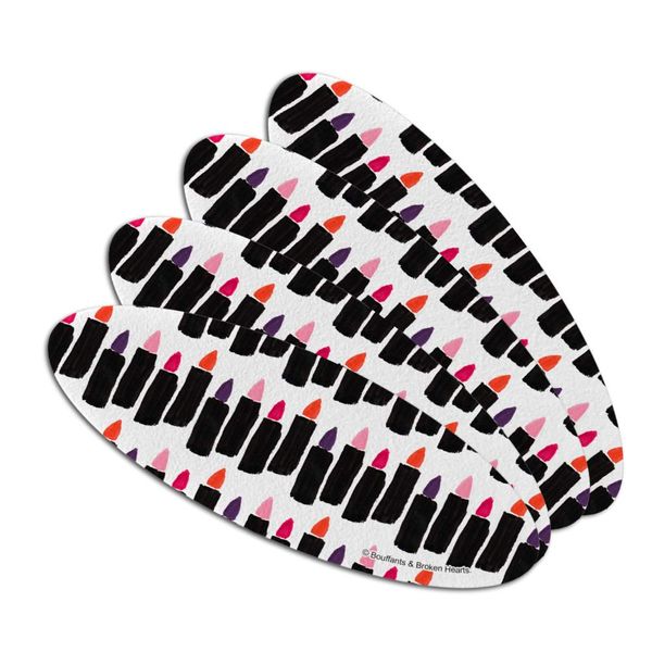 Painterly Lipstick Double-Sided Oval Nail File Emery Board Set 4 Pack