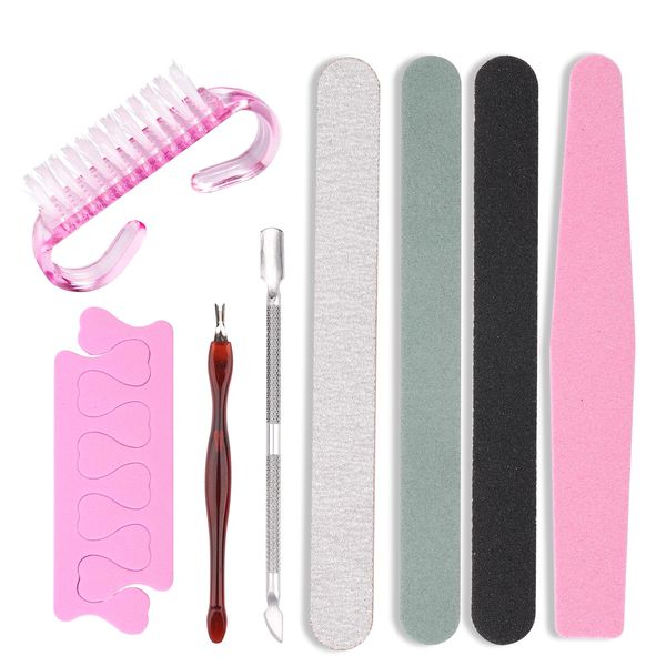 Nail File Nail Care Kit with Cuticle Remover Cuticle Pusher 8PCS Nail Trimming and Polishing Nail Buffer Manicure Tools Kit