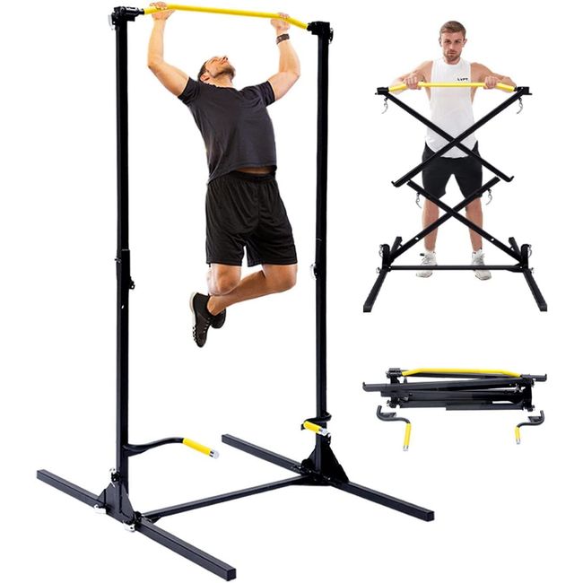 Pull Up Pull Up Pull Ups Women and Men Dip Bar Foldable Power Tower Multifunction Fitness Equipment for Home Gym, 01 Black