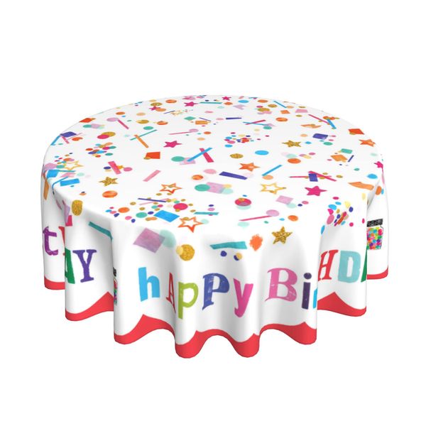 Giwawa Round Tablecloths 60 Inch Home Happy Birthday Tablecloth Colorful Dry No Wrinkles Birthday Party Supplies