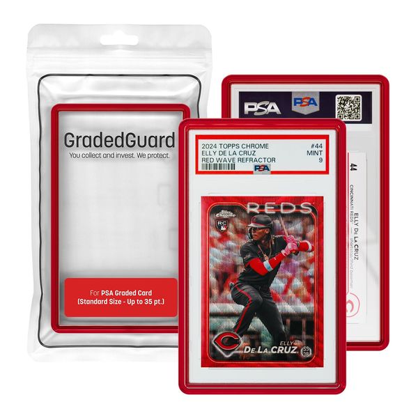 Graded Card Guard Case for Standard PSA Slab Case | Transparent Deep Colors | High Gloss Finish | Stackable | Made to Fit PSA | Solid TPU and PC Design (Ruby)