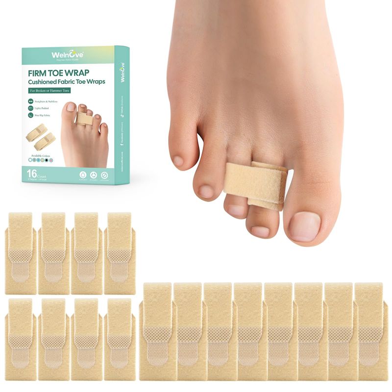 Welnove Hammer Toe Straightener - 16 Pack Broken Toe Wraps - Hammer Toe ...