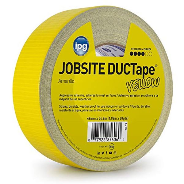 IPG JobSite DUCTape, Colored Duct Tape, 1.88" x 60 yd, Yellow (Single Roll)