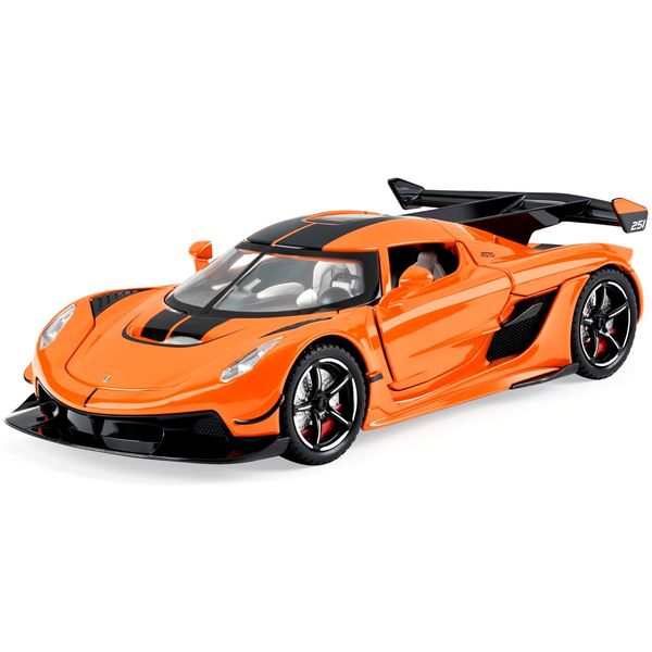 Toy Cars Model Koenigsegg Jesko 1/22 Diecast Metal Sports Toy Cars for Boys, Alloy Collectible Model Car with Sound and Lights, Race Model Car for Kids