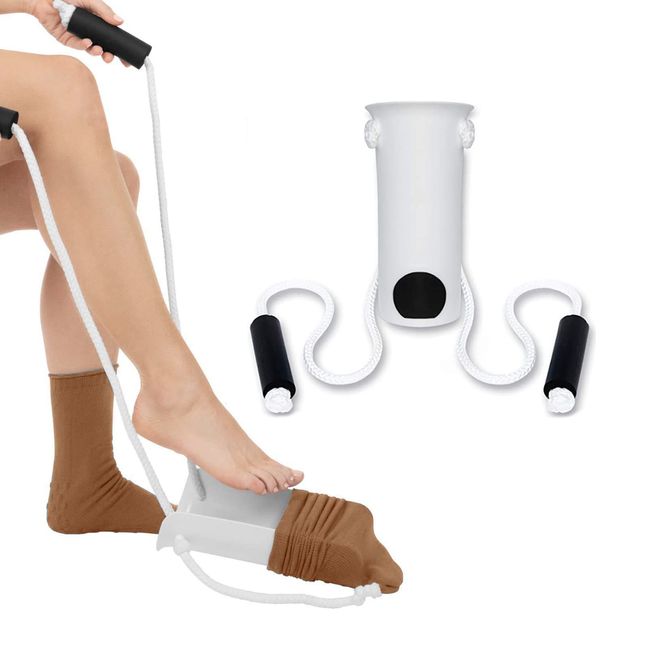 TSHAOUN sockenanziehhilfe,Sock Aid Helper,Anziehhilfe für Socken und Strümpfe, Sockenanzieher Sockenanziehhilfe Dressing Assist für ältere, Behinderte, Easy On & Off Stocking Slider (weiß)