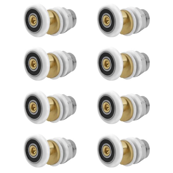 8Pcs Shower Door Rollers Sliding Wheels Pully Parts Fixing Replacement for Bathroom Glass Doors 20mm