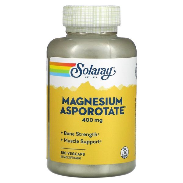 Solaray Magnesium Asprotate 200 mg Vegetarian Capsules 180 Tablets, 180