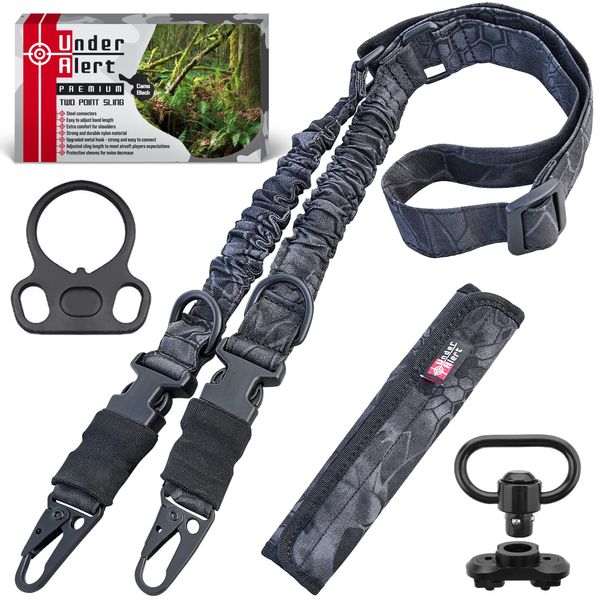 UnderAlert Two Point Sling Rifle Strap with Shoulder Pad and Rifle Sling Mount. Adjustable Gun Sling. Shotgun Sling. 2 Point Sling with Gift Box.