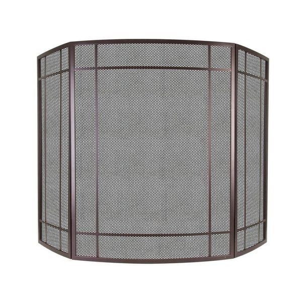 Pleasant Hearth Fireplace Screen Tri-Panel+Steel+Heavy-Duty Mesh Screen Gray