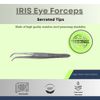 12 PCS STAINLESS STEEL FULL CURVED IRIS EYE DRESSING SERRATED  FORCEPS 4"