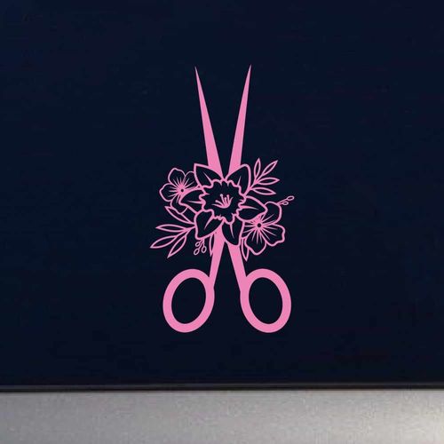 Daffodil Hair Dressing Scissors 5 inch Light Pink Indoor Outdoor Vinyl Decal