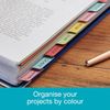 5 Pack | A4 10-Part File Subject Dividers | Multi Coloured Tabs Multi Punched Card Folder Dividers