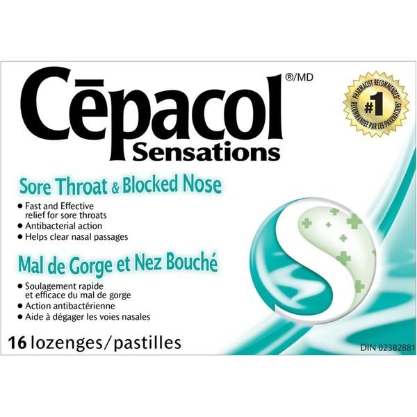 Cepacol Sensations Sore Throat and Blocked Nose Sore Throat lozenges 16 count