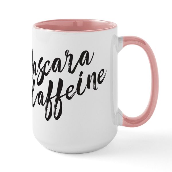 CafePress Mascara & Caffeine 15 oz (444 ml) Ceramic Coffee Mug