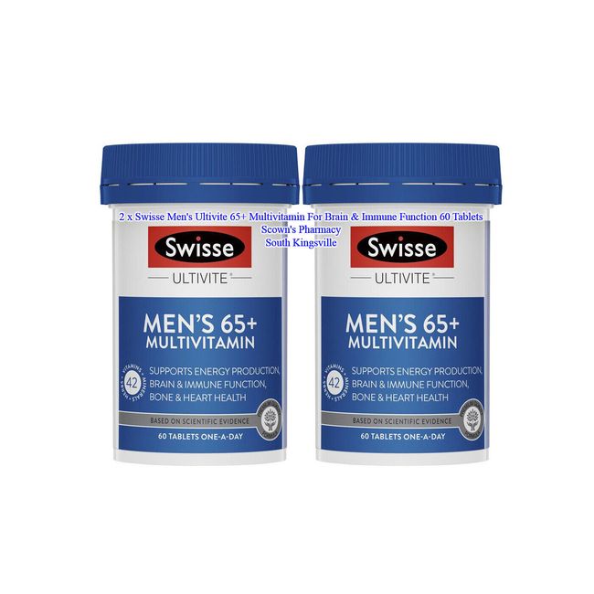 2x Swisse Men's Ultivite 65+ Multivitamin Immune Function 60 Tablets = 120 Tabs