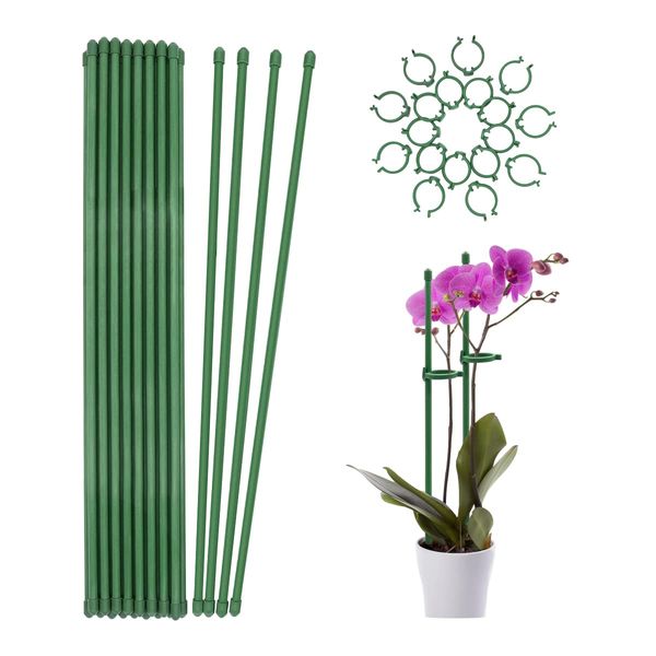 Plant Stakes,Green Plant Sticks Support,HOUNANG Fiberglass Garden Plant Support Stakes for Potted Plants and Indoor Plants - 19 Pack 18 Inches