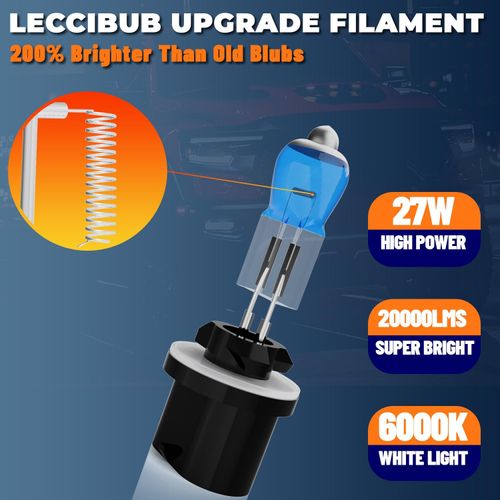 LECCIBUB Fog Light Bulbs Compatible With Hyundai Sonata 2006-2009, 880 Fog Lights Halogen Light Bulb, Super Bright 6000K White, Plug and Play, Pack of 2