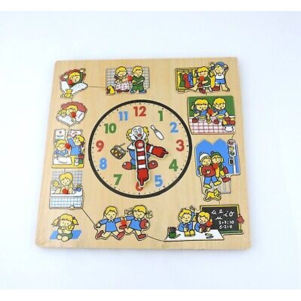 The Learning Journey Lift & Learn Tell Time Clock Wooden Puzzle New