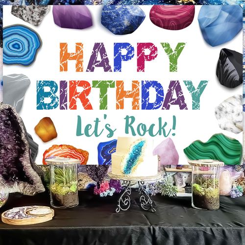 Balterever Geology Birthday Party Decorations for Boys and Girls Crystal Themed Birthday Party Decorations Geology Birthday Party Banner Backdrop for Rocks Geology Birthday