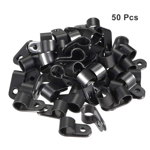 sourcing map 50Pcs Nylon R-Type Cable Clamp Organizer Cord Clips for Wire Management 12.7mm Black CC-3