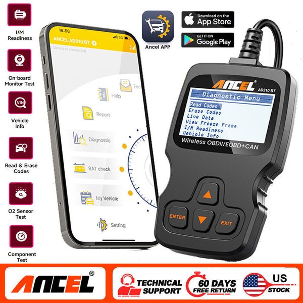 ANCEL AD310 BT Bluetooth OBD2 Scanner Check Engine Light Battery Car Code Reader