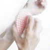 Exfoliating Silicone Body Scrubber Silicone Bath Brush Glowing Skin Silicone Shower Loofah for Gentle Exfoliating Long Lasting Lathers Well & More Hygienic Than Traditional Loofah Body Brush (Pink)