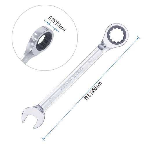 Skweawert 1-1/8 Inch Ratcheting Combination Wrench SAE 72 Teeth 12 Point Ratchet Box Ended and Open End Spanner Tools for Tight Space, Heat-Treated CR-V
