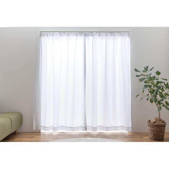 Univere Lace Curtain, UV 75% or More UV Protection, Mirror, Hard to See From Outside, Flameproof, Energy Saving, Power Saving, Width 39.4 x Length 58.3 inches (100 x 148 cm), Set of 2, Washable, White, Sable